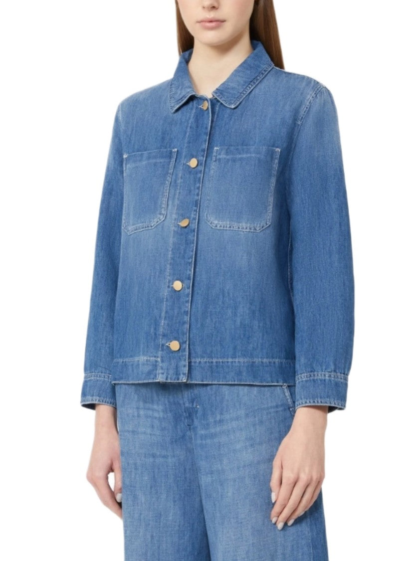 Max Mara Cotton Lino Denim Button Jacket