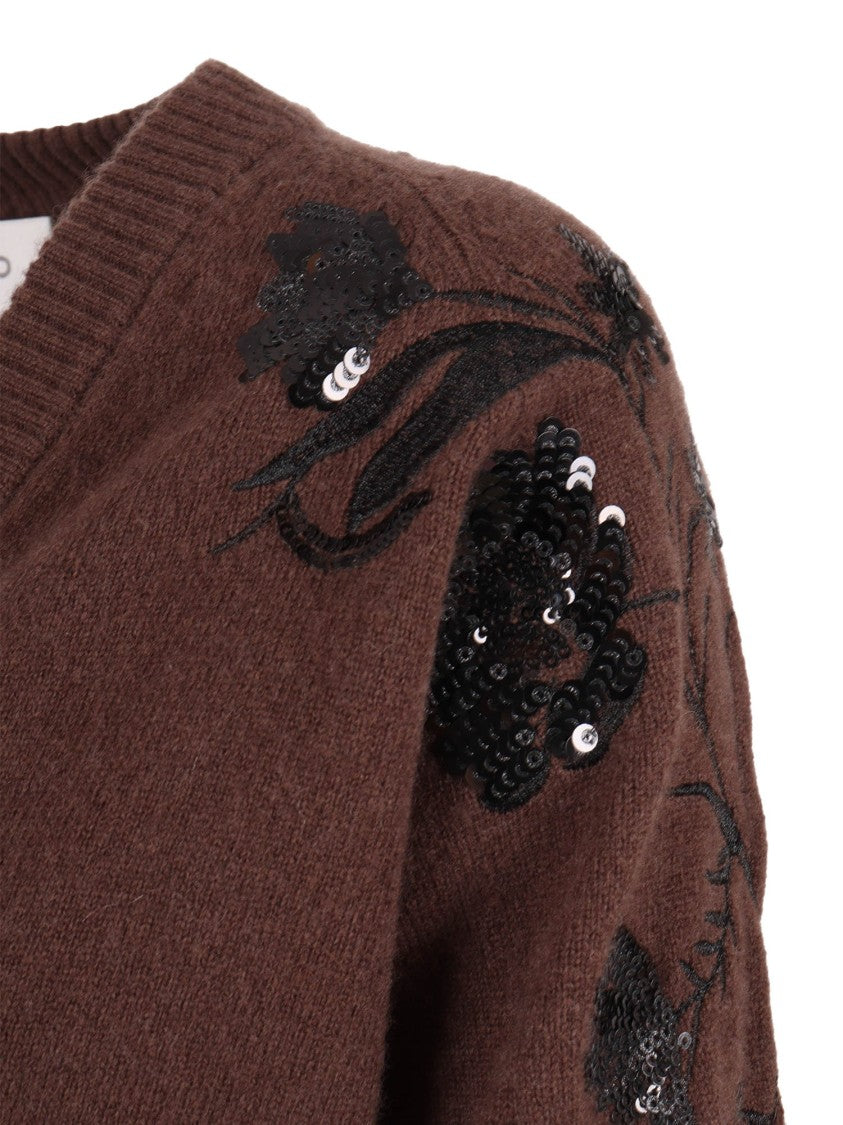 Ermanno Scervino Embroidered Wool Cardigan With Button-Down Front