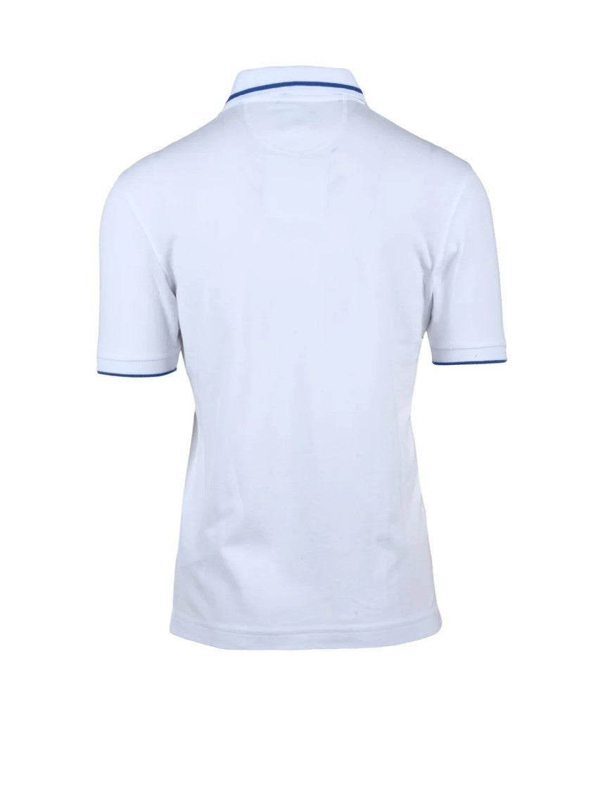 La Martina White Blue Cotton Elastane Polo