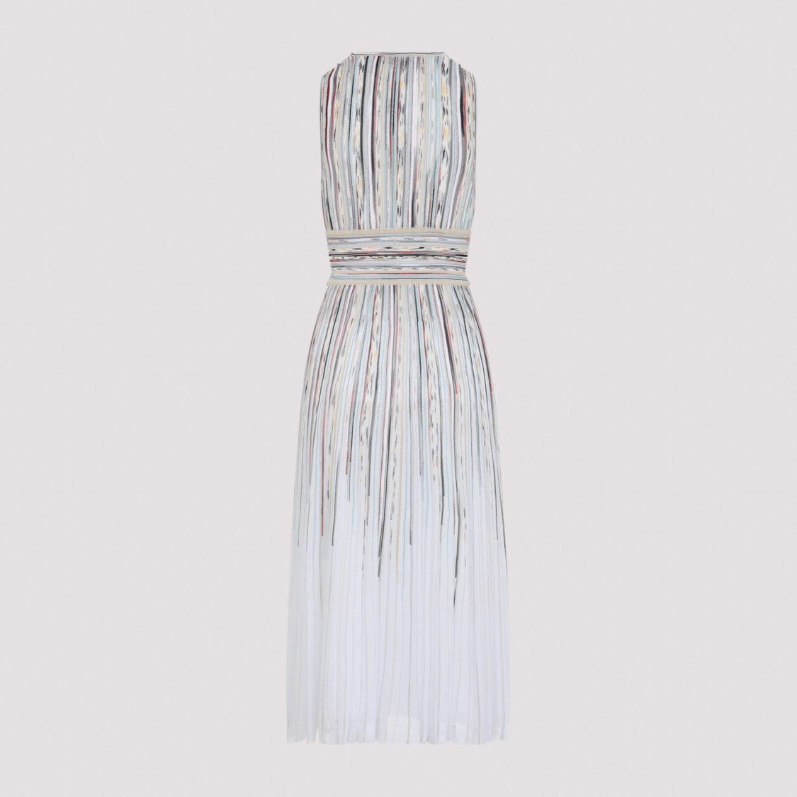 Missoni Vibrant Multicolour Midi Dress With Pleated Skirt