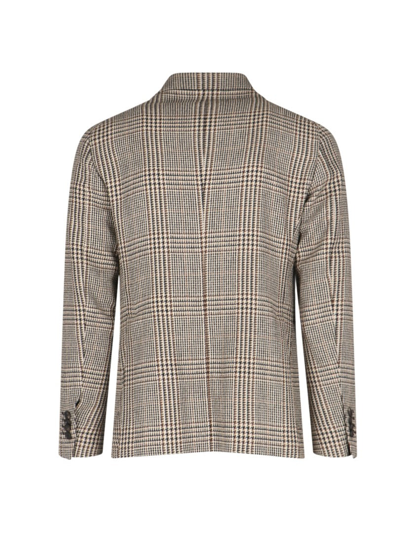 Tagliatore Beige Pied De Poule Wool-Blend Blazer