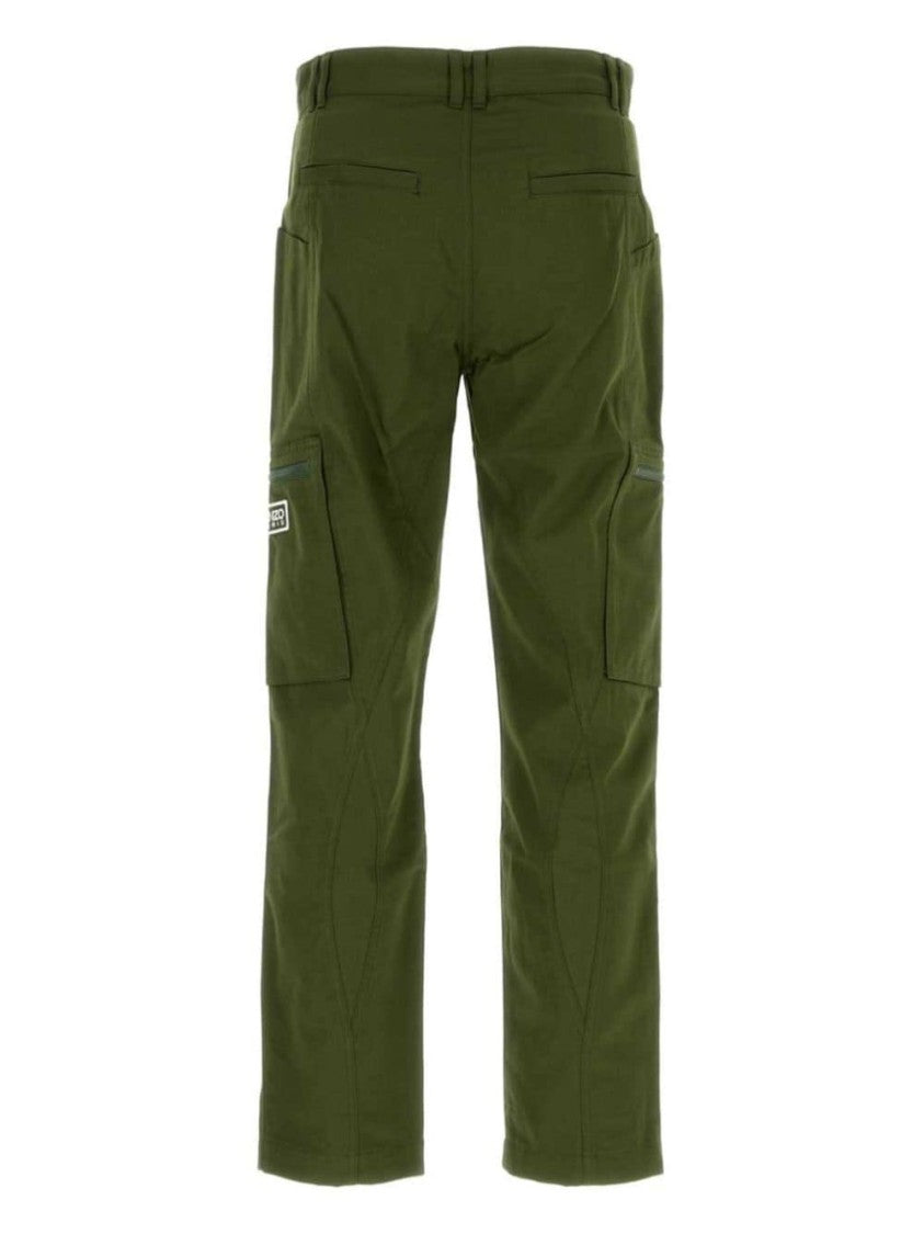 Kenzo Olive Green Cotton Cargo Trousers