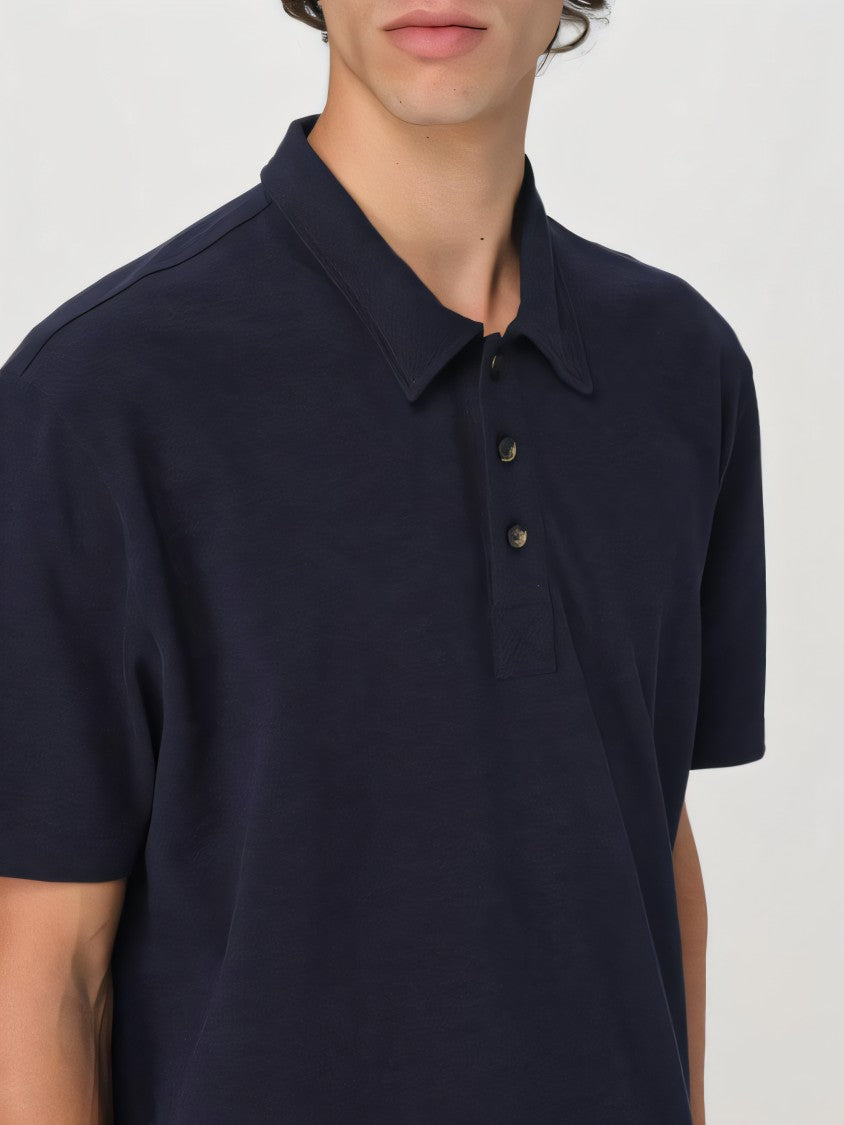 Bottega Veneta Black Cotton Polo Shirt With Classic Design