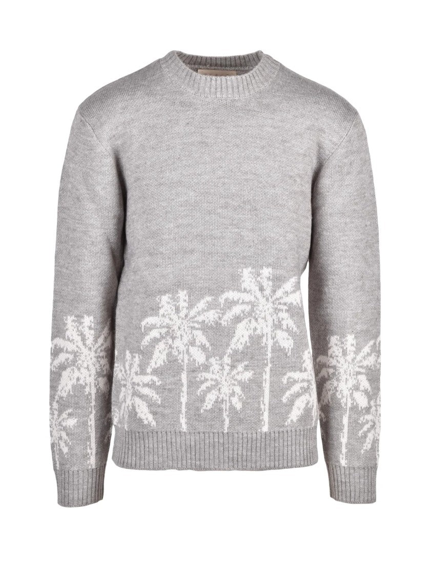 Tooco Grey Acrylic-Blend Crewneck Sweater