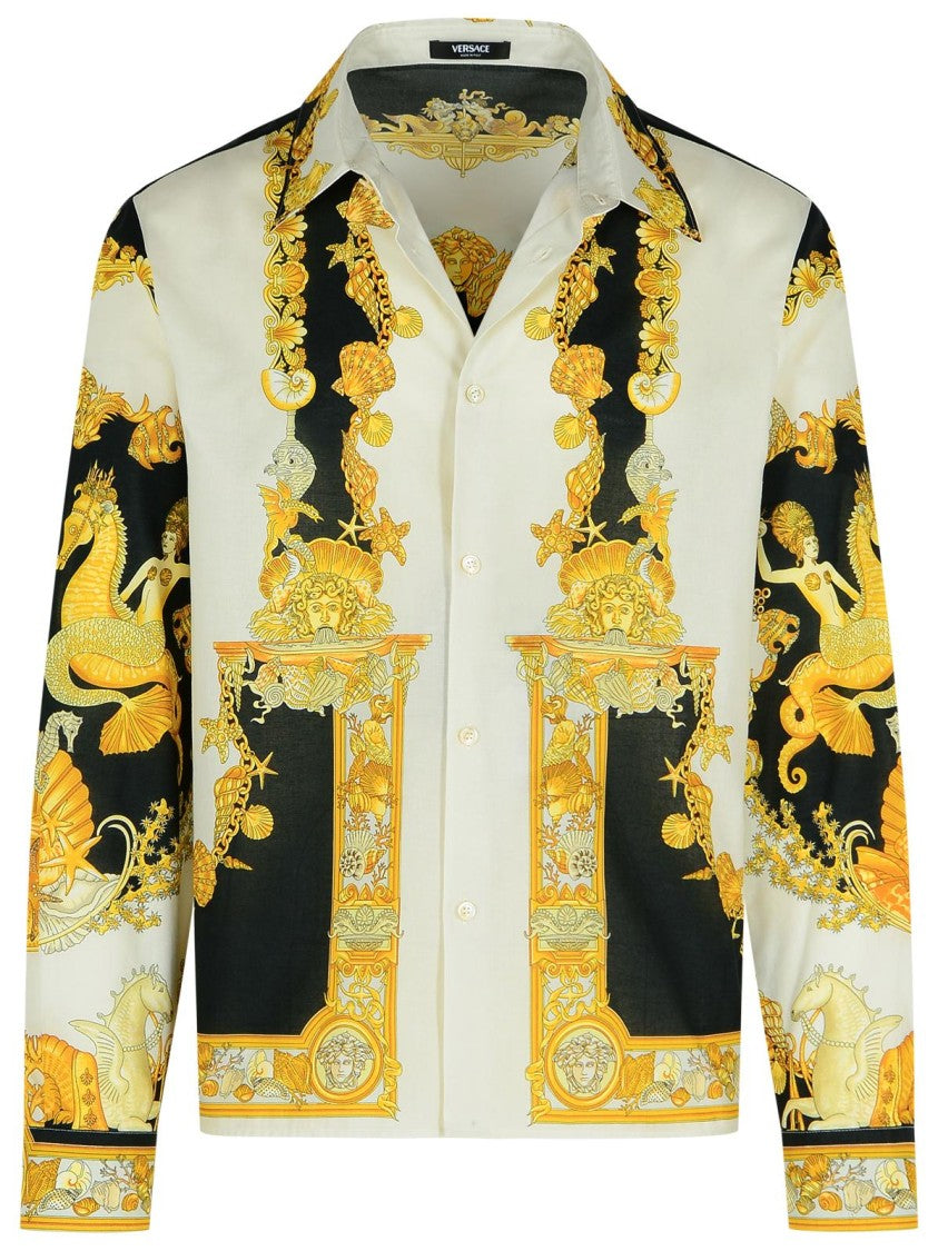 Versace 'Coral Theatre' Ivory Cotton Shirt