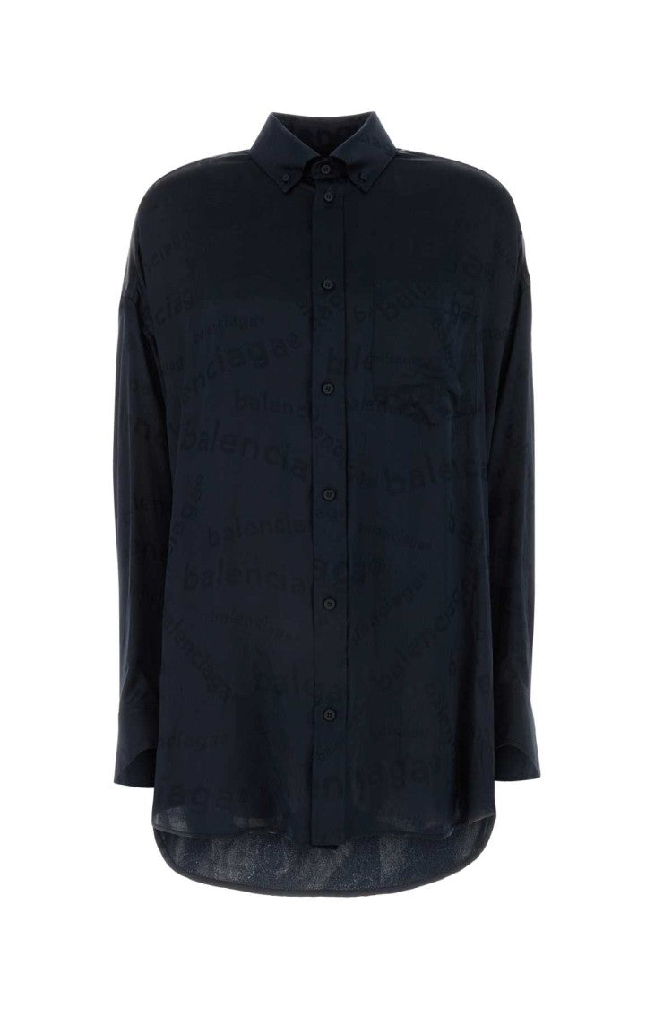 Balenciaga Midnight Blue Silk Oversize Shirt