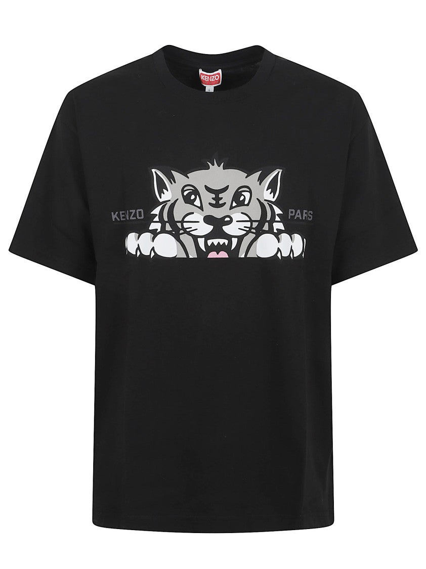 Kenzo Tiger Graphic Black Cotton T-Shirt