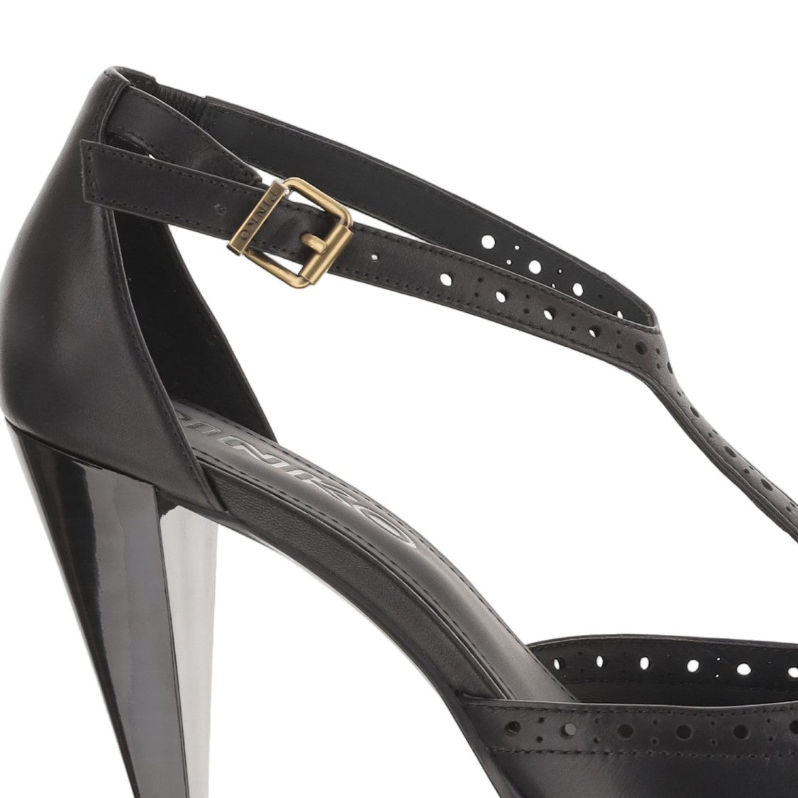 Pinko Black Gwen Brogue Leather Pointed-Toe Pumps