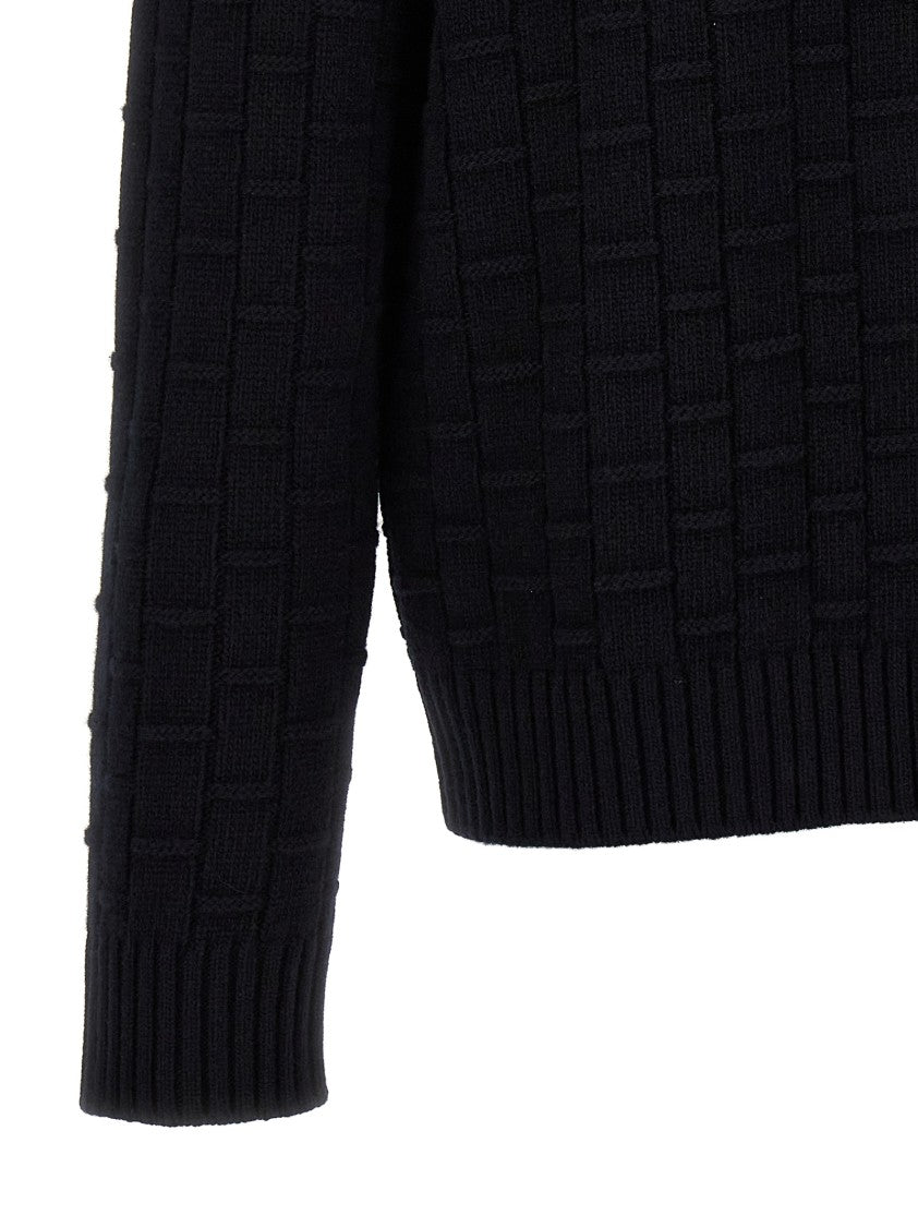 Prada Textured Crewneck Sweater In Processed Wool And Cashmere