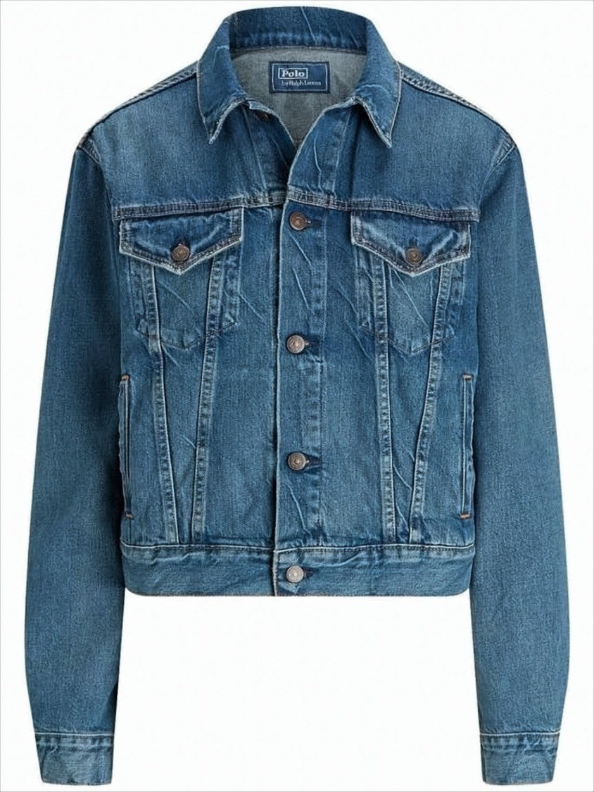 Polo Ralph Lauren Cropped Denim Jacket With Classic Collar