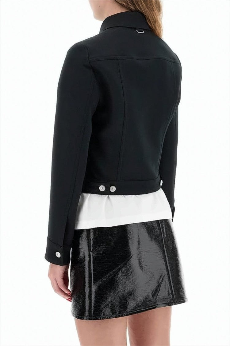 Courrèges Cropped Black Denim Jacket With Structured Silhouette