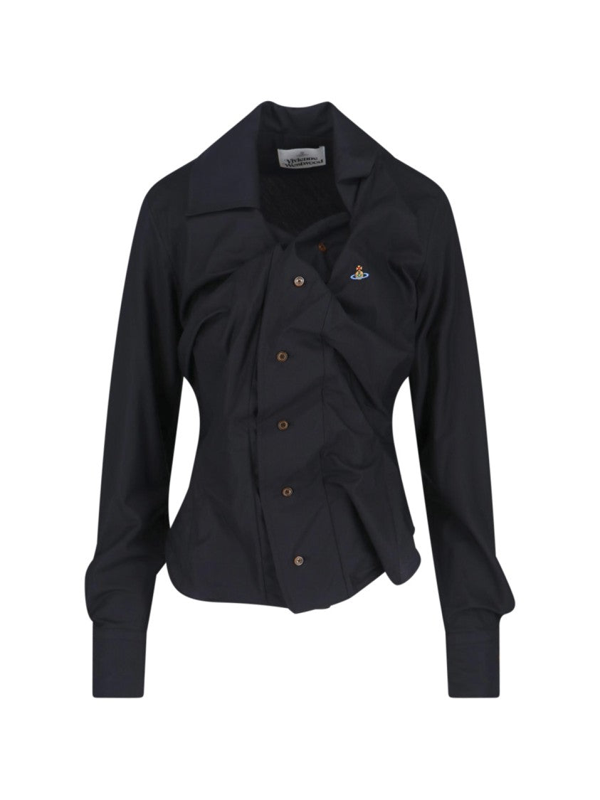 Vivienne Westwood Black Drunken Cotton Casual Shirt