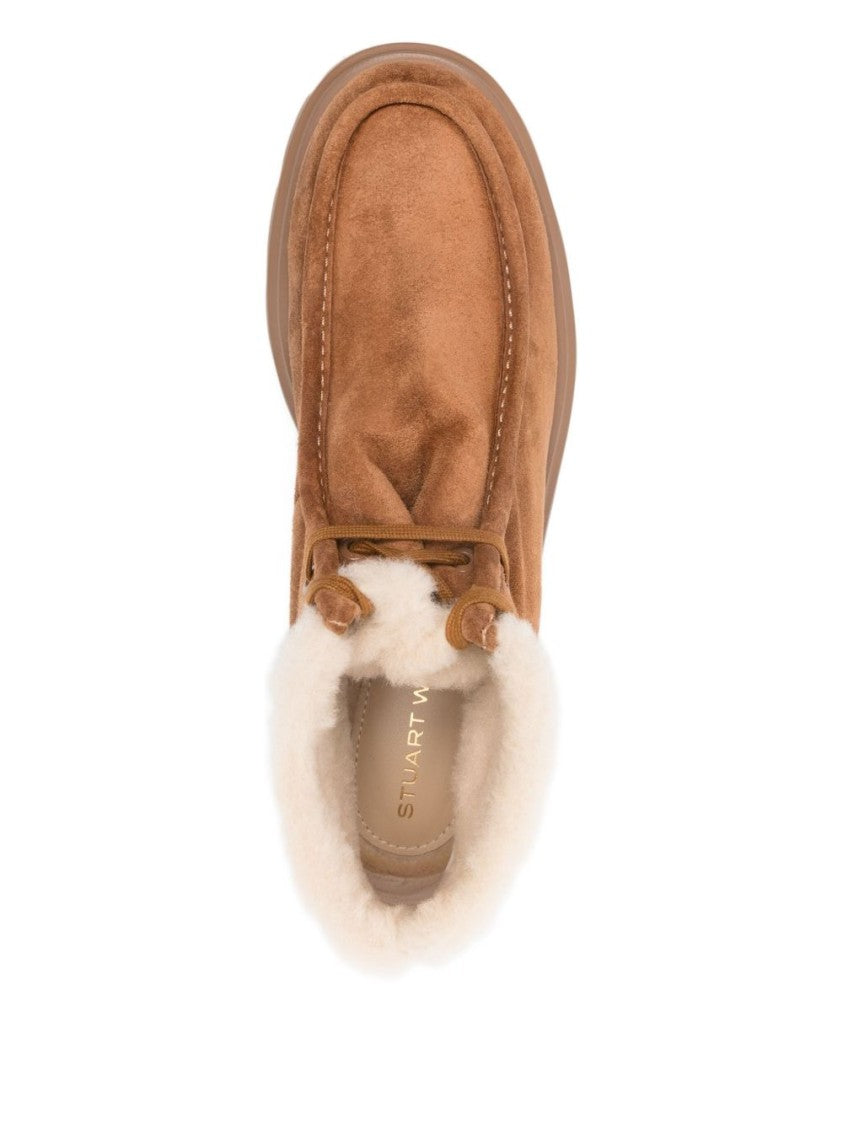 Stuart Weitzman Moccasin-Style Ankle Boot In Soft Chestnut Suede