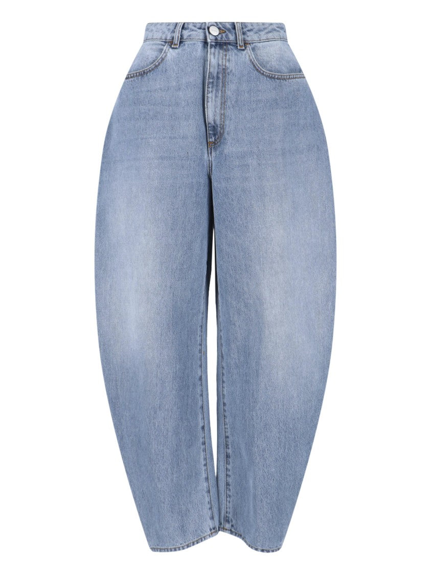 Róhe Blue Rounded Wide-Leg Cotton Jeans