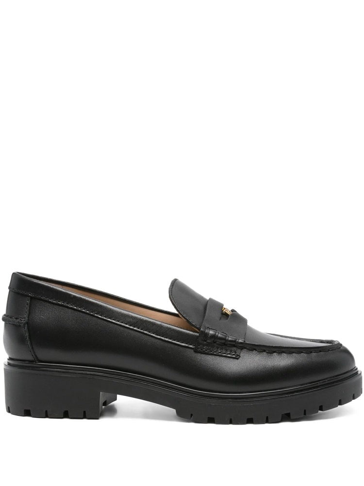 Lauren Ralph Lauren Black Leather Metallic Detail Loafers