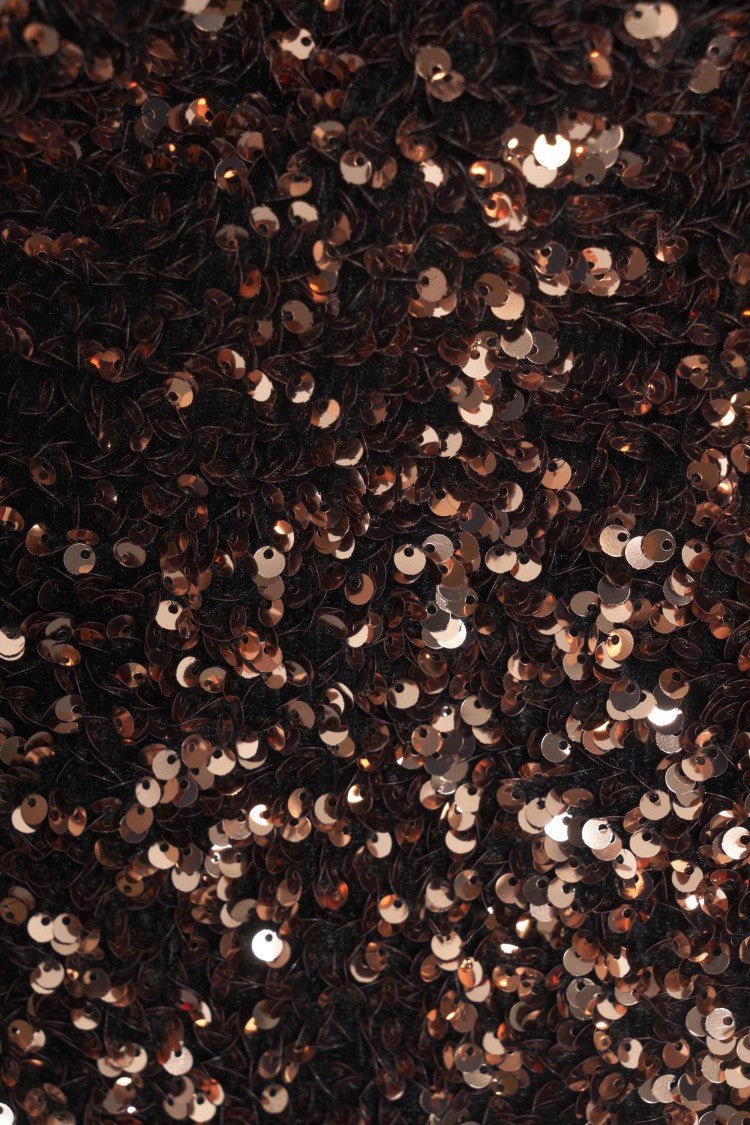 Gender Strapless Bronze Midi Dress With Sequin Embellishments