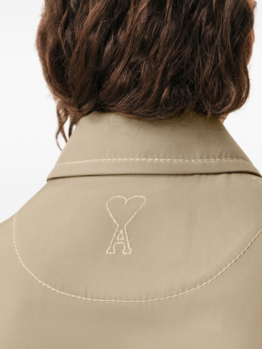 Ami Paris Beige Flap Pocket Zip Front Jacket