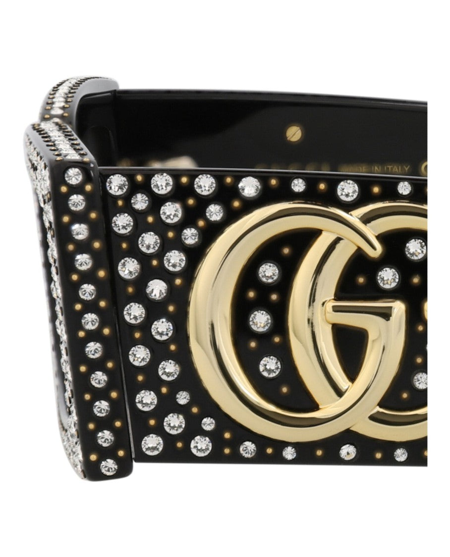 Gucci Bold Square-Frame Recycled Acetate Sunglasses With Crystal Embellishments
