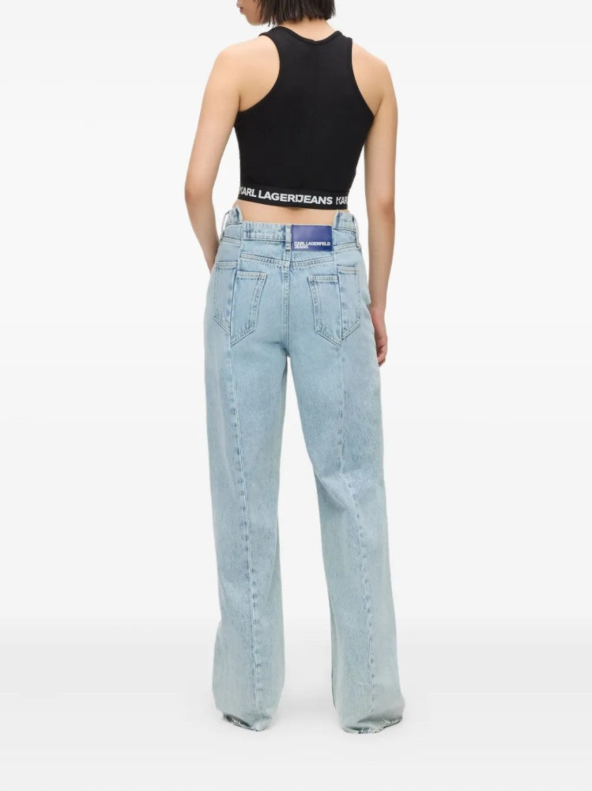 Karl Lagerfeld High-Waisted Wide-Leg Jeans With Classic Five-Pocket Styling