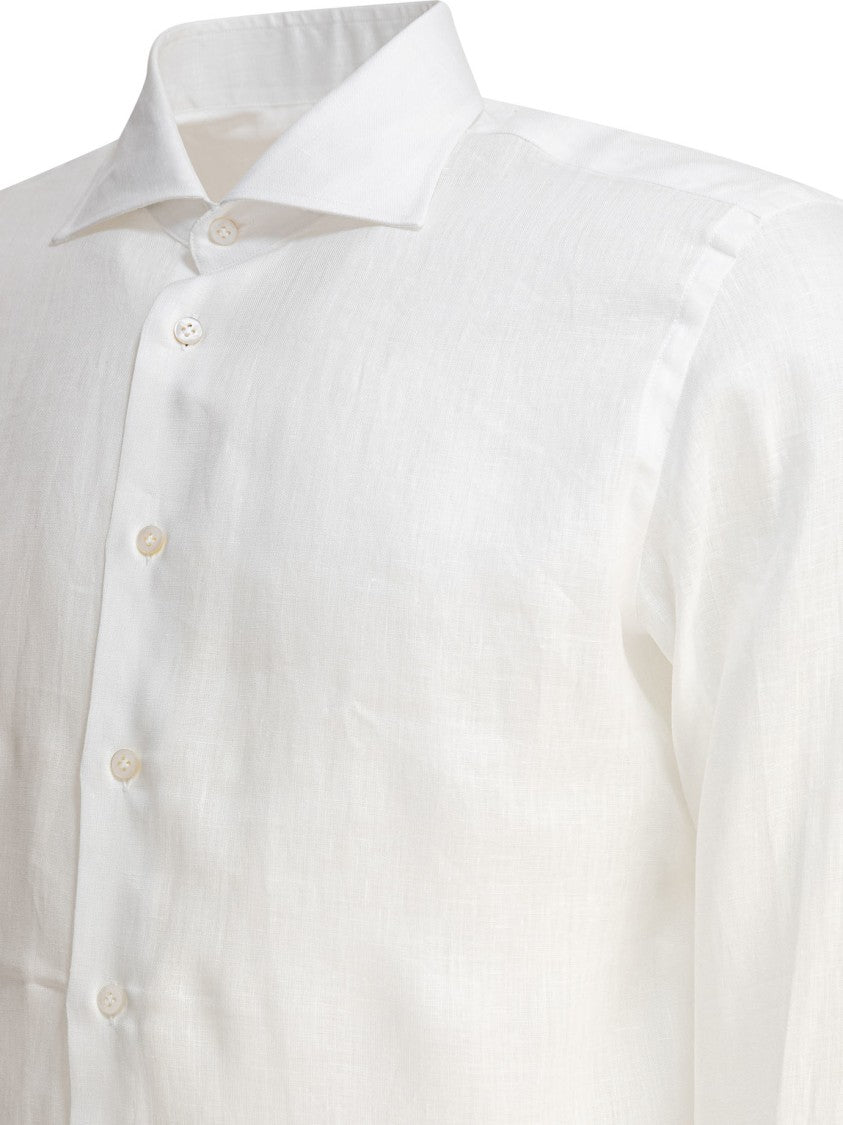 Borriello White Linen Long-Sleeve Shirt
