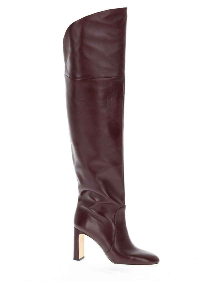 Stuart Weitzman Burgundy Leather Babette Block Boots