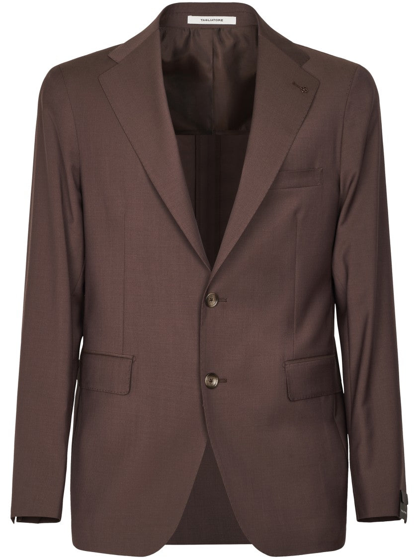 Tagliatore Brown Tailored Two-Button Jacket With Matching Trousers
