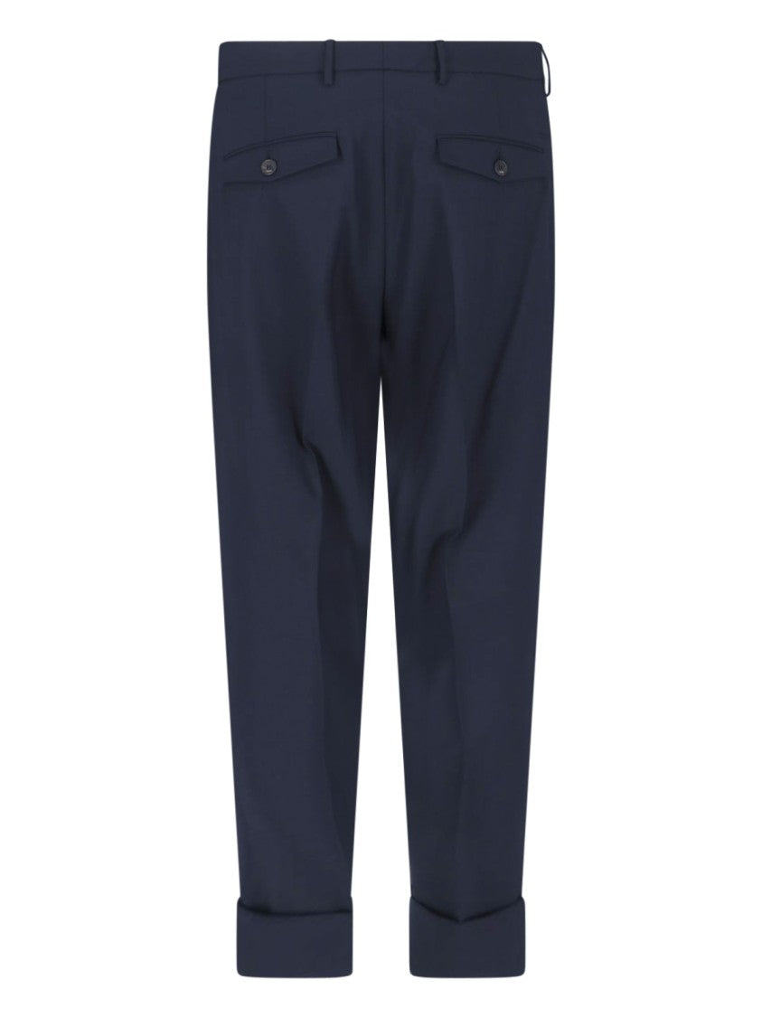Cruna Blue Tailored Straight-Leg Virgin Wool Trousers