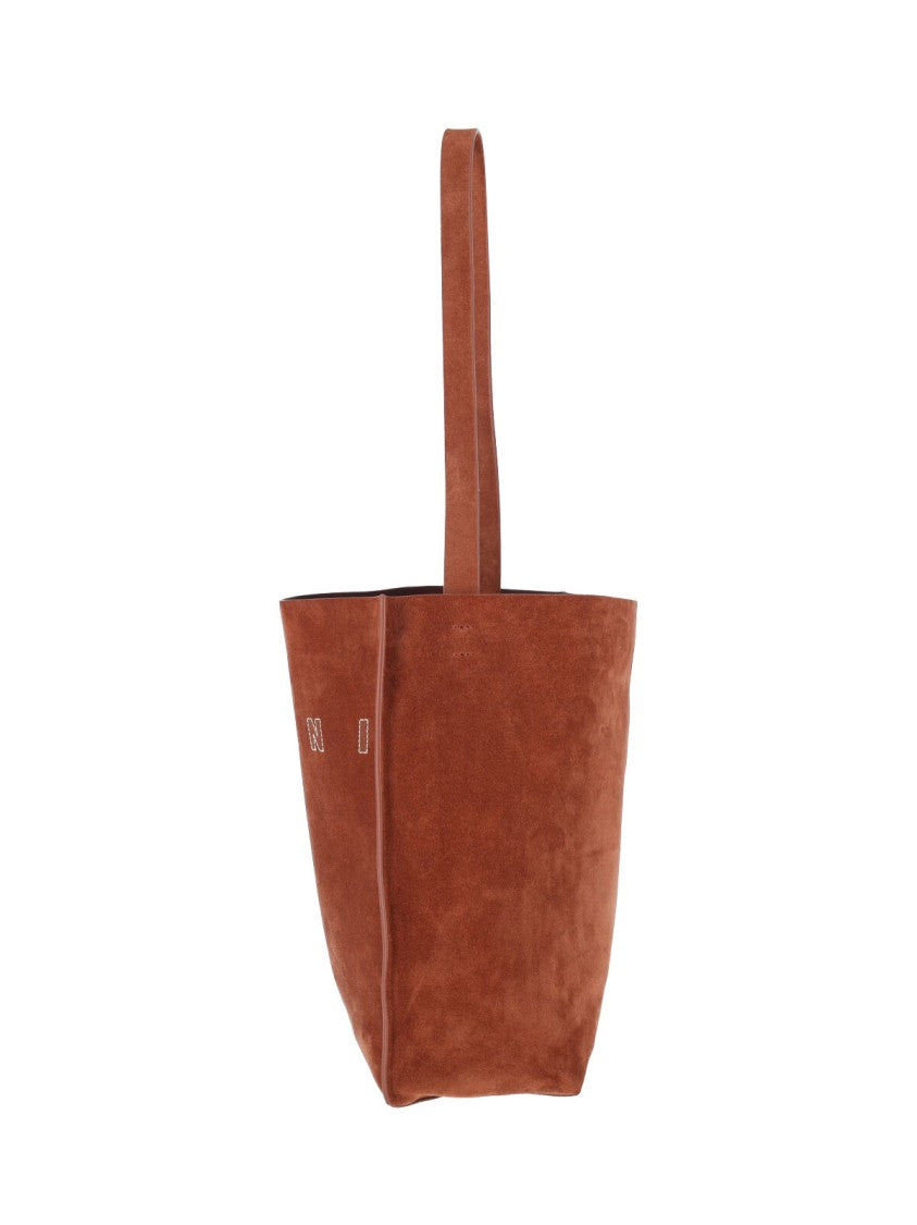 Marni Suede Tote Bag With Embroidered Logo