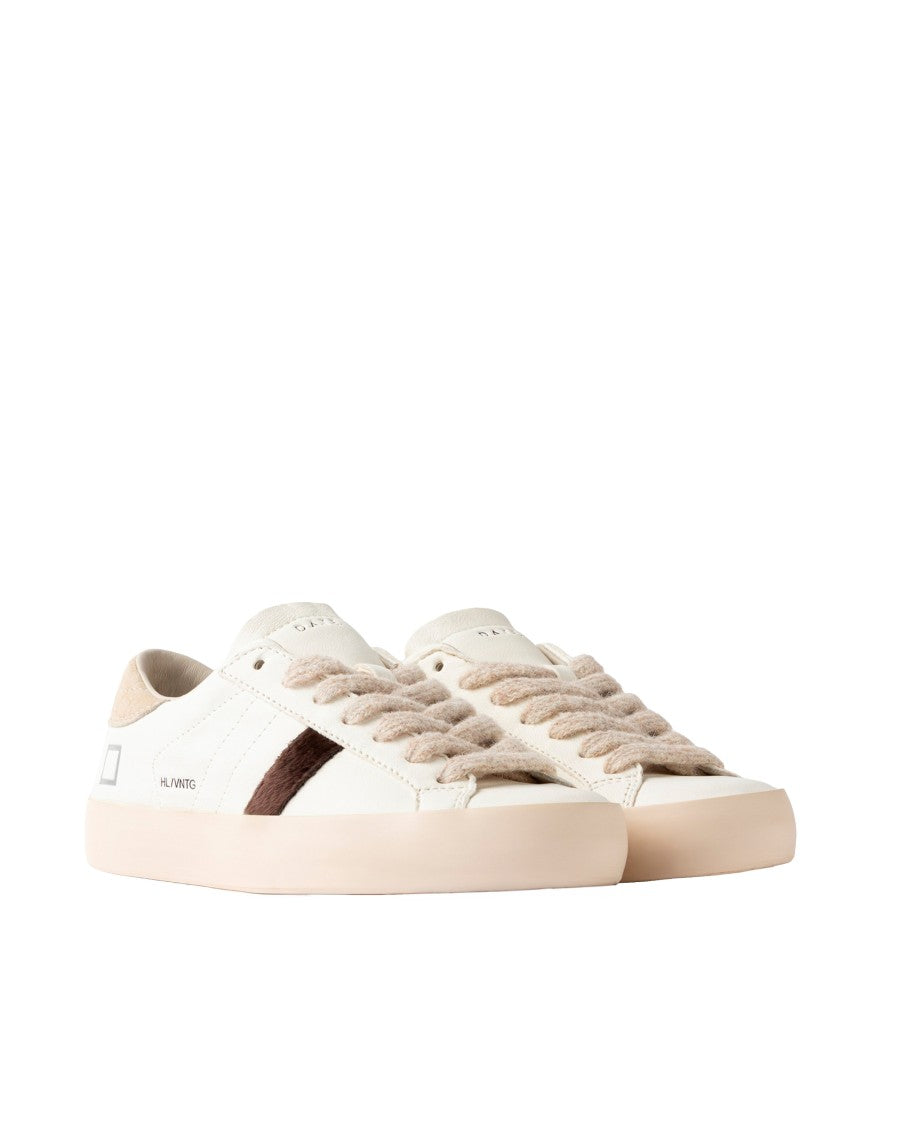 D.A.T.E Minimalist White Leather Low-Top Sneakers With Cotton Laces
