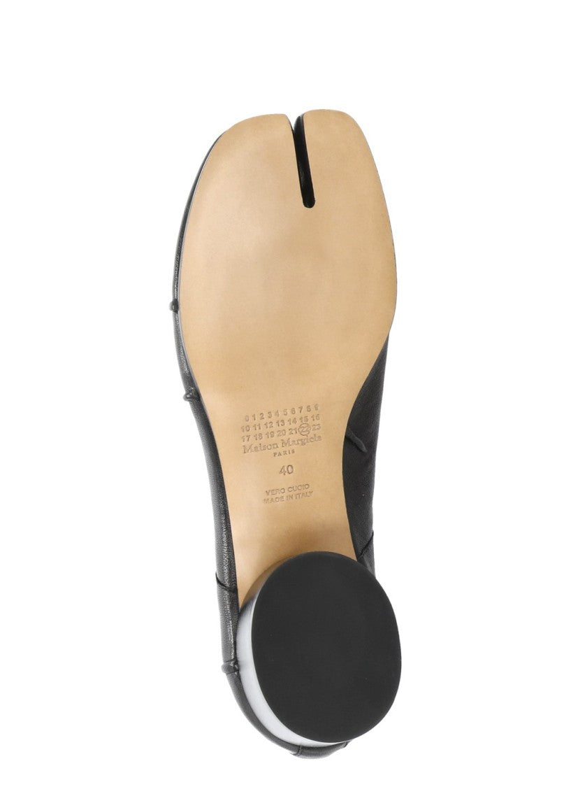 Maison Margiela Black Tabi Bow Leather Heeled Shoes