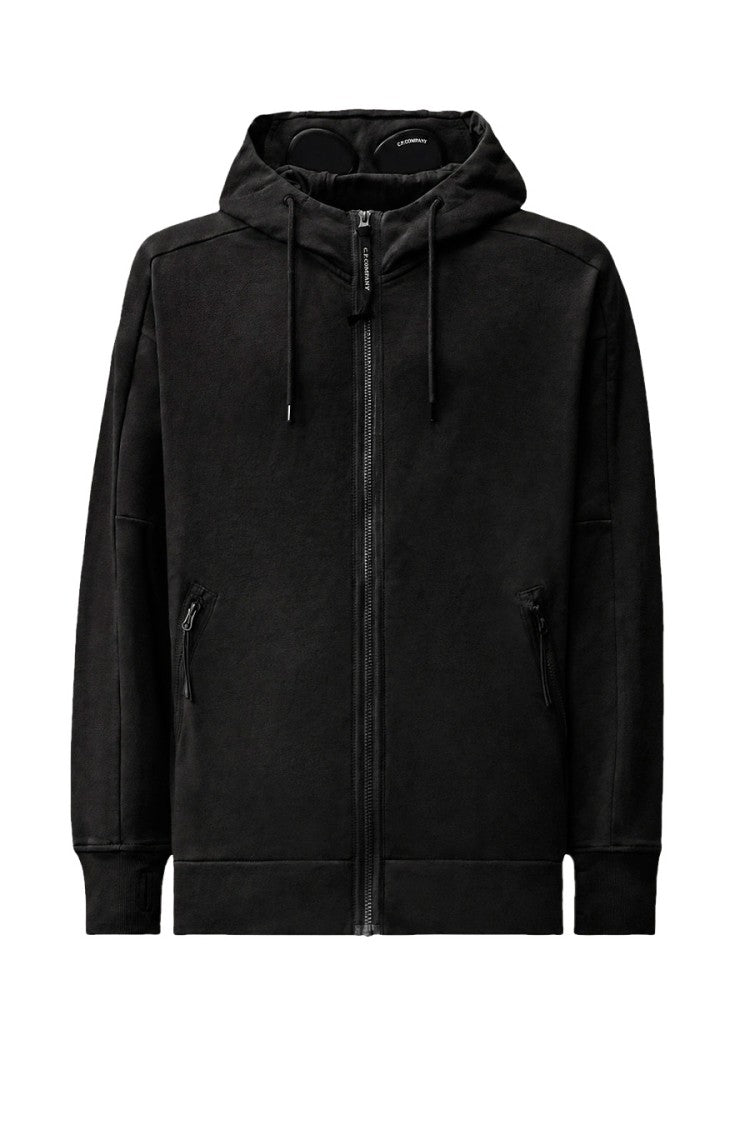 C.P. Company Black Goggle Lens Cotton Zip-Through Hoodie