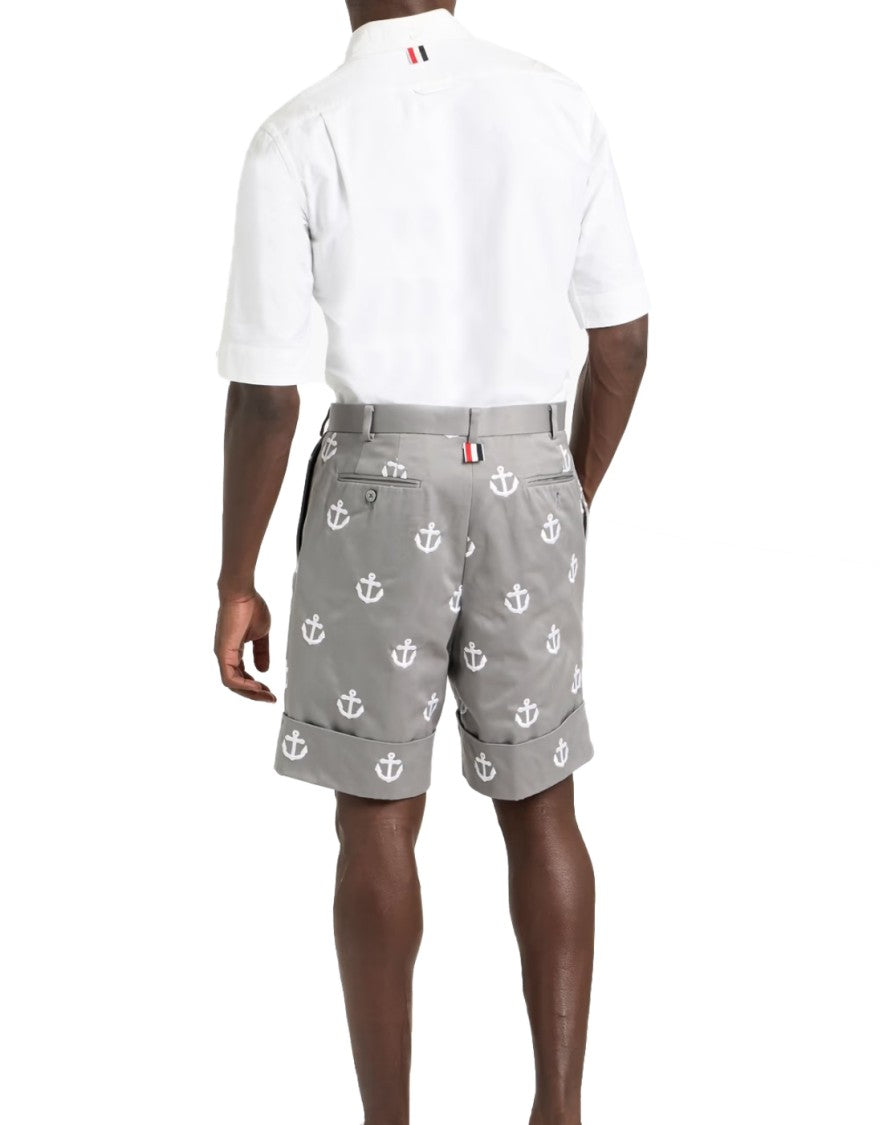 Thom Browne Tailored Shorts With Subtle Anchor Pattern