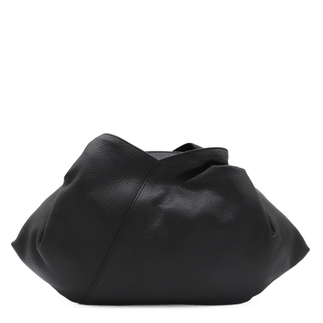 Mm6 By Maison Margiela Gathered Black Leather Top Handle Bag