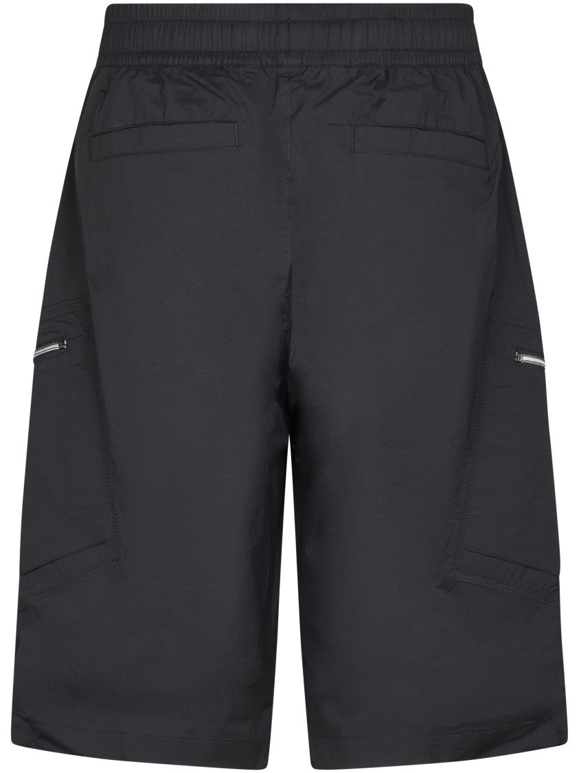 Moose Knuckles Relaxed Fit Black Cargo Shorts With Zippered Pockets