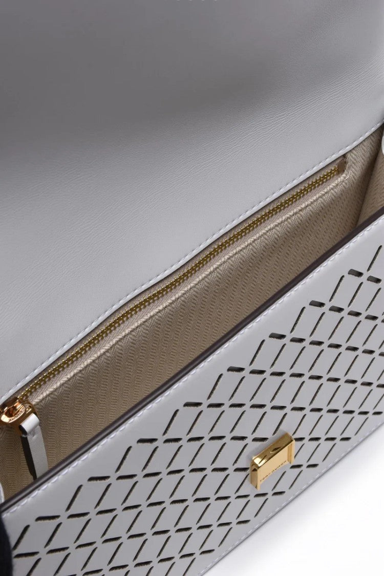 Tory Burch Emerson Perforated Flap Shoulder Bag - White