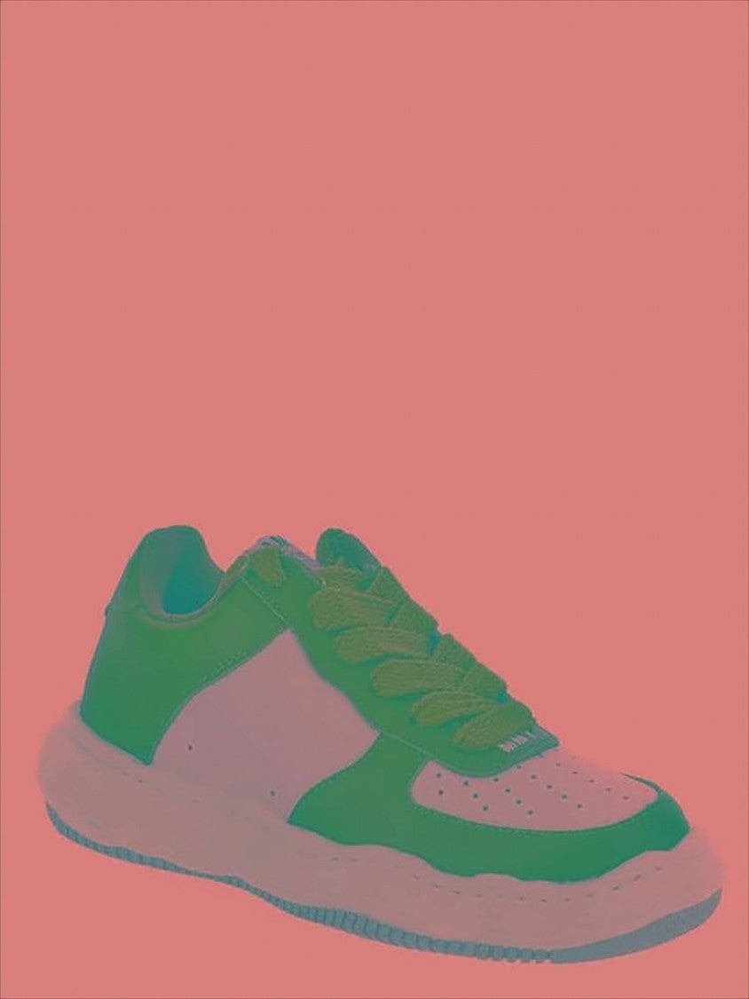 Maison Mihara Yasuhiro Low-Top White Sneakers With Green Overlays