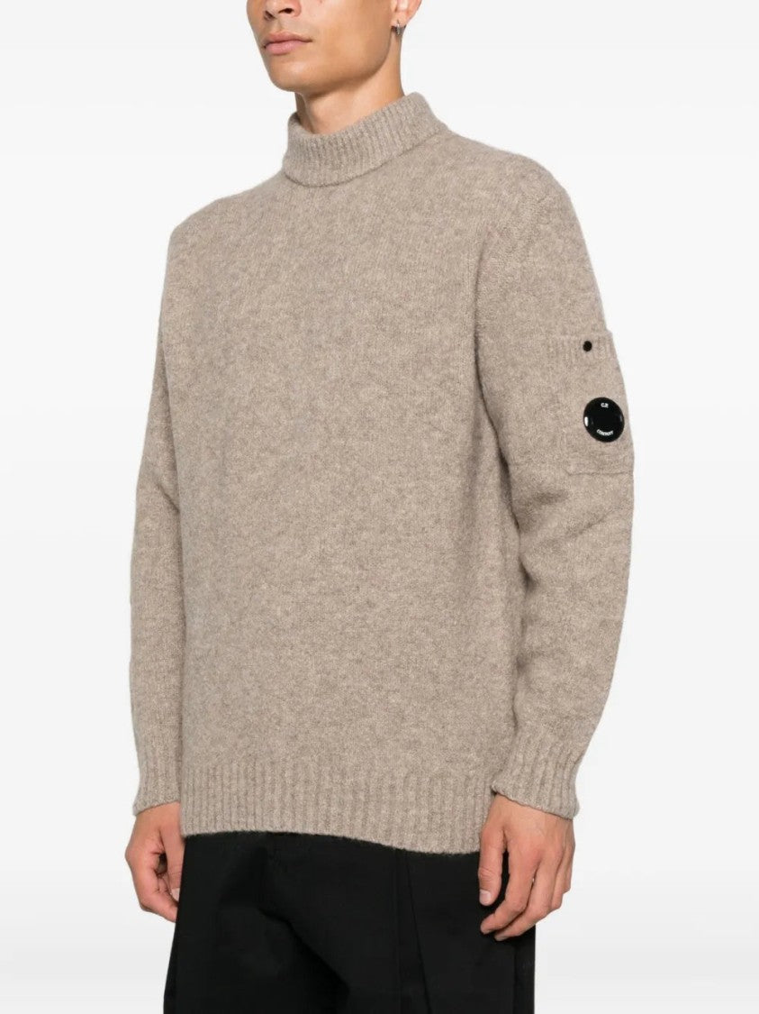 C.P. Company Lens-Detail Beige Knit Sweater
