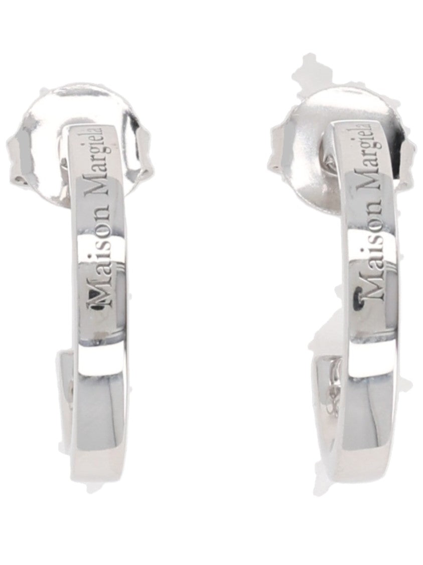Maison Margiela Polished Silver-Tone Hoop Earrings With Engraved Detail