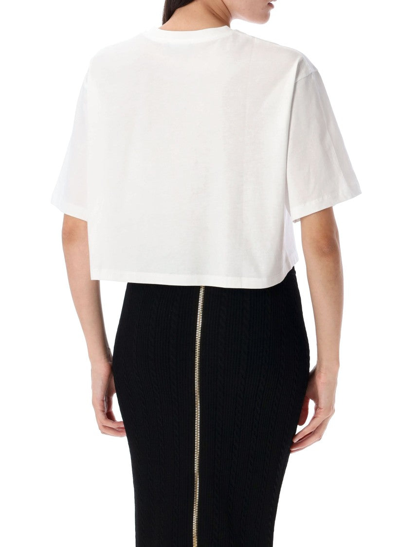 Balmain Cropped Logo Tee