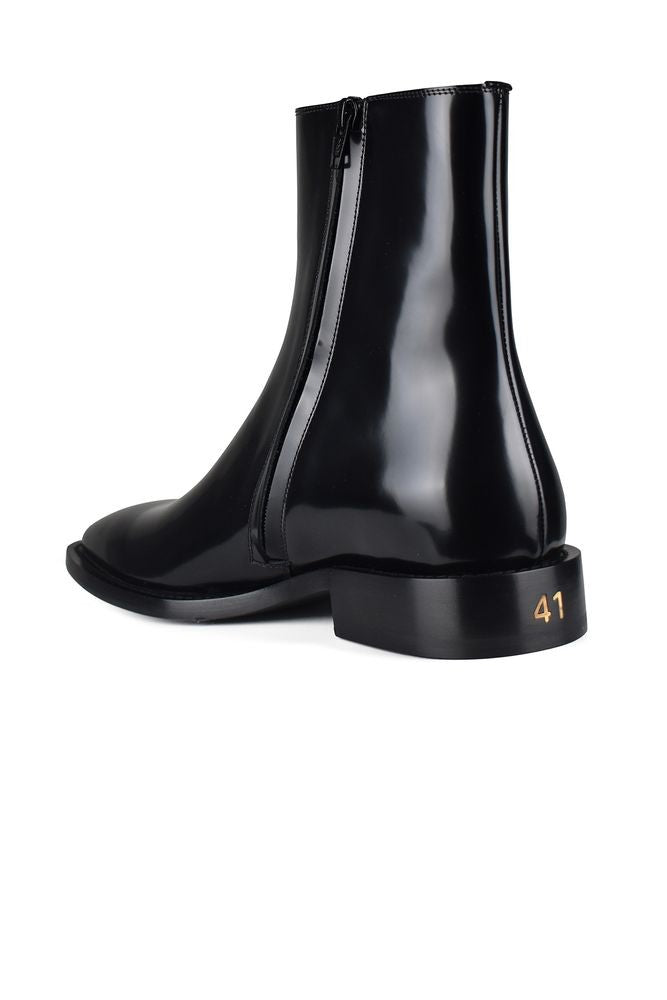 Balenciaga Glossy Patent Leather Boots With Square Toe
