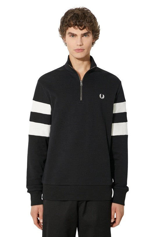Fred Perry Black Hoodie With High Collar