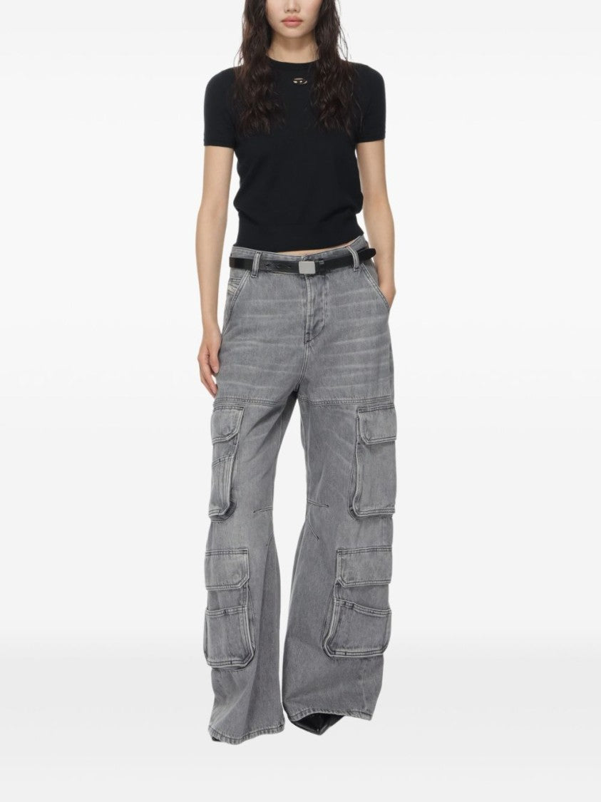 Diesel Black Embroidered Logo Short Sleeve Top