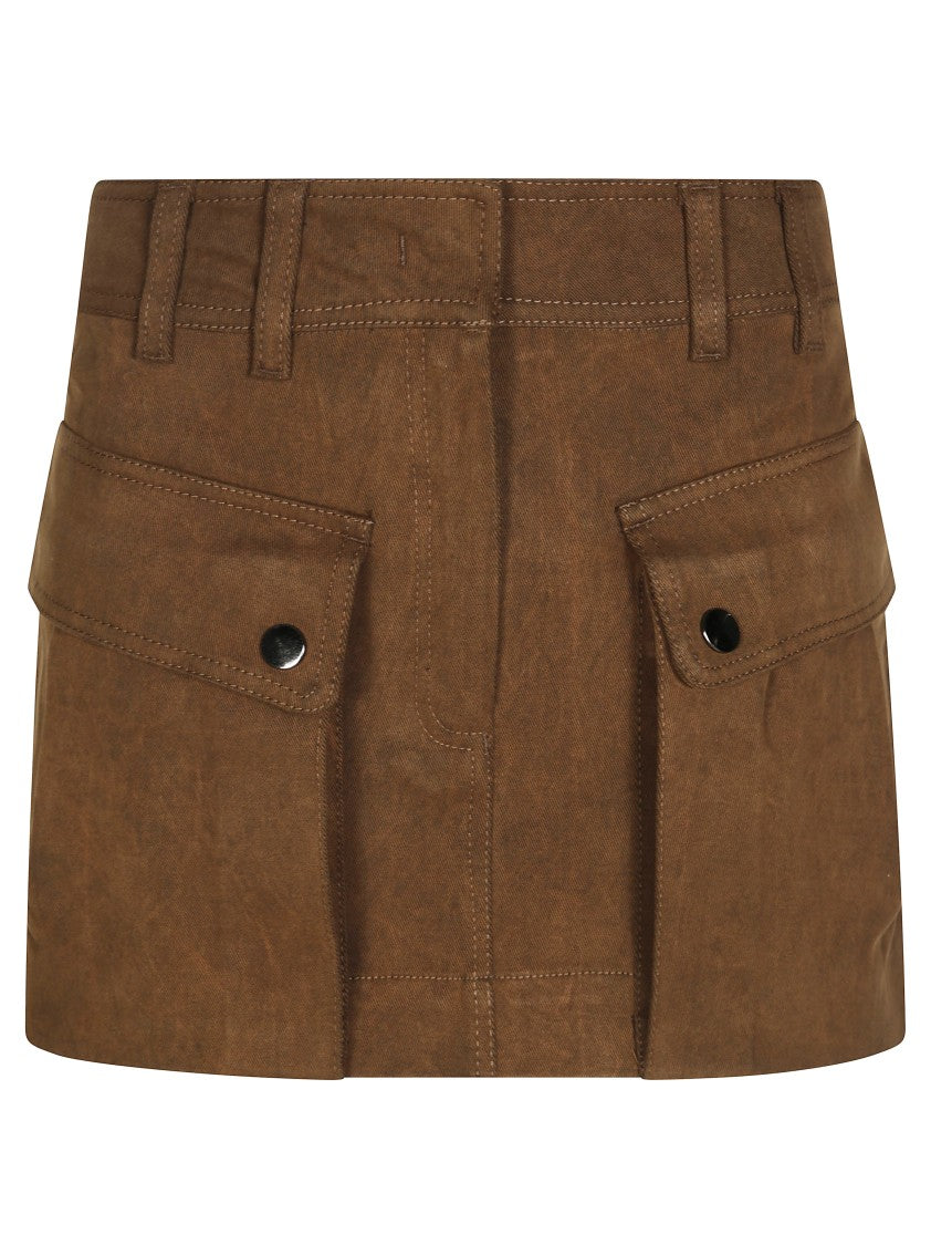 The Andamane Structured Brown Suede-Like Mini Skirt