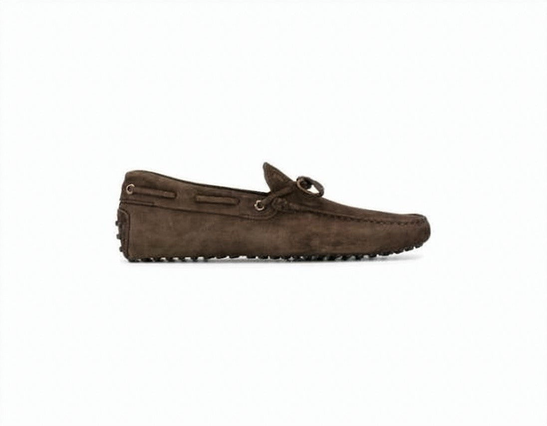 Tod's Suede Driving Shoes With Bow Detail And Pebbled Sole