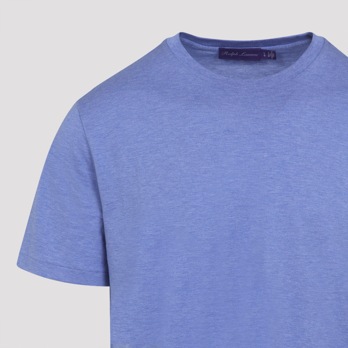 Ralph Lauren X Purple Label Periwinkle Mélange Cotton T-Shirt With Ribbed Neckline