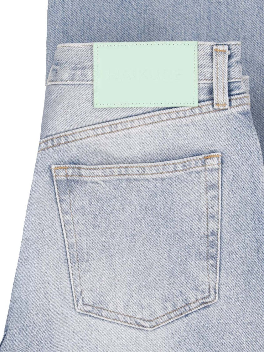 Haikure Light Blue Star Straight-Leg Cotton Denim Jeans