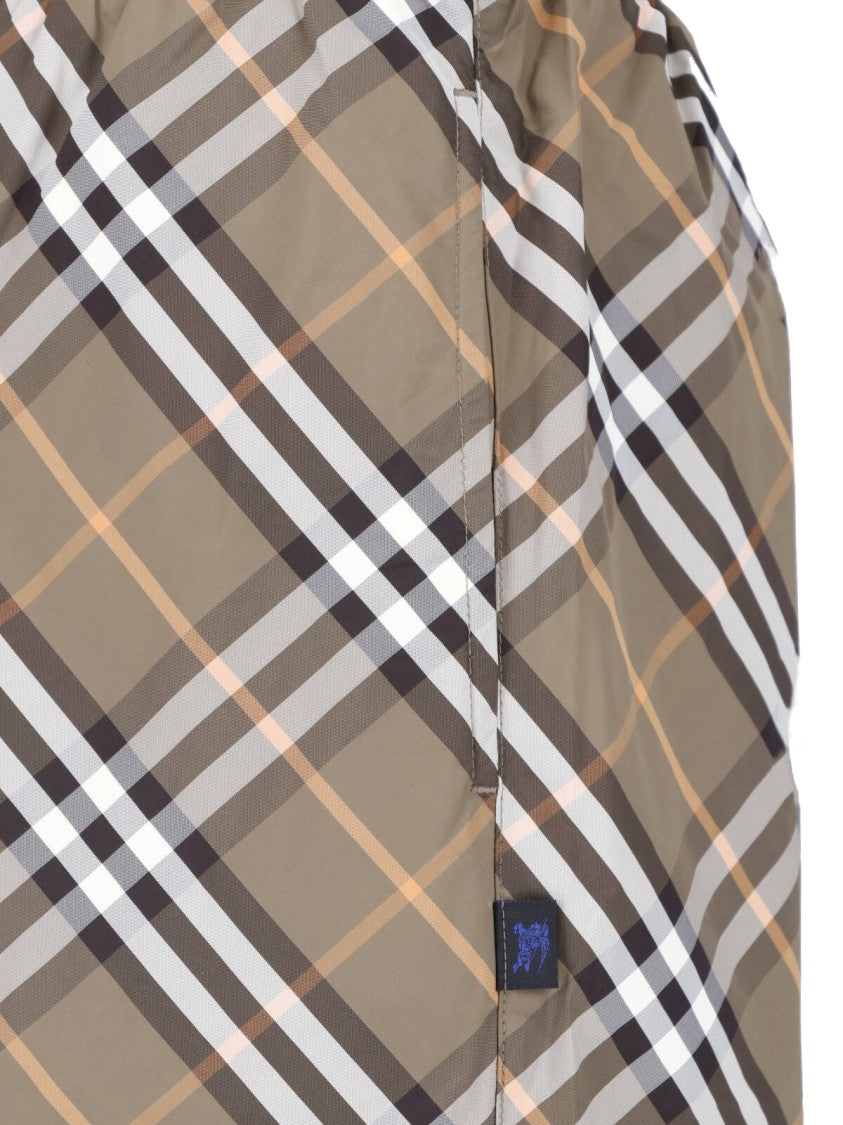 Burberry Brown Check Print Swim Shorts