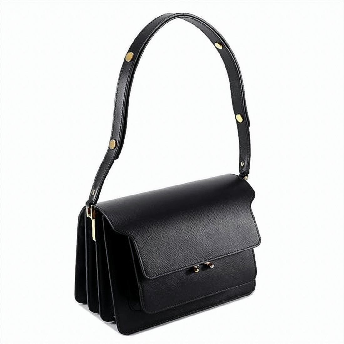 Marni Structured Crossbody Bag In Smooth Calf Leather With Adjustable Strap
