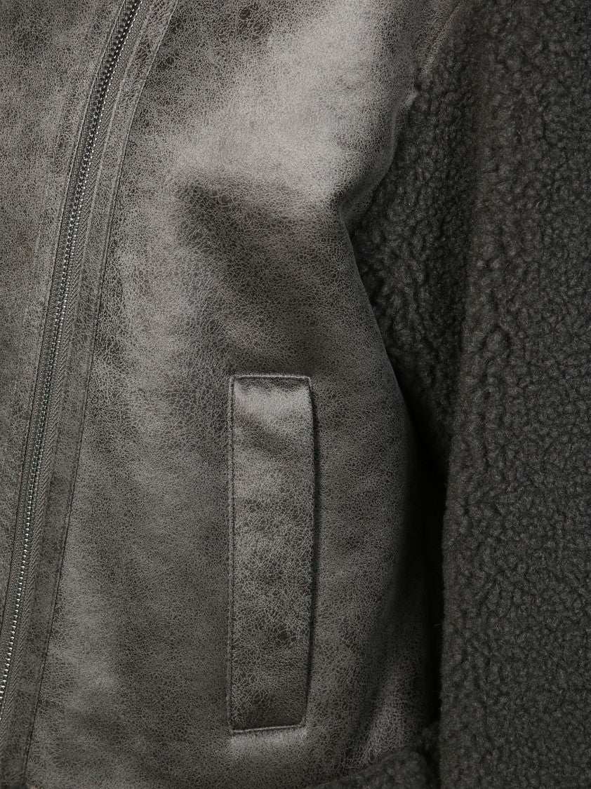 Patrizia Pepe Eco-Shearling Coat With Teddy Sleeves