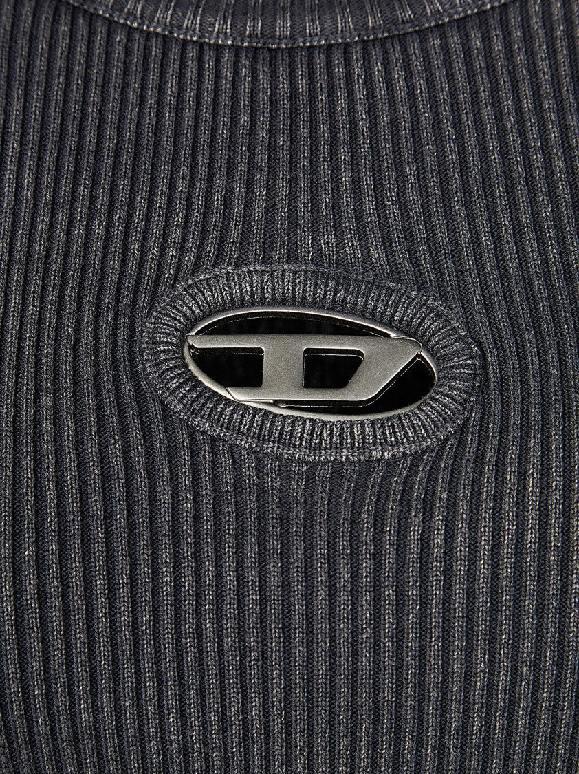 Diesel M-Anchor-A Cropped Denim Sweatshirt With Cut-Out Detail